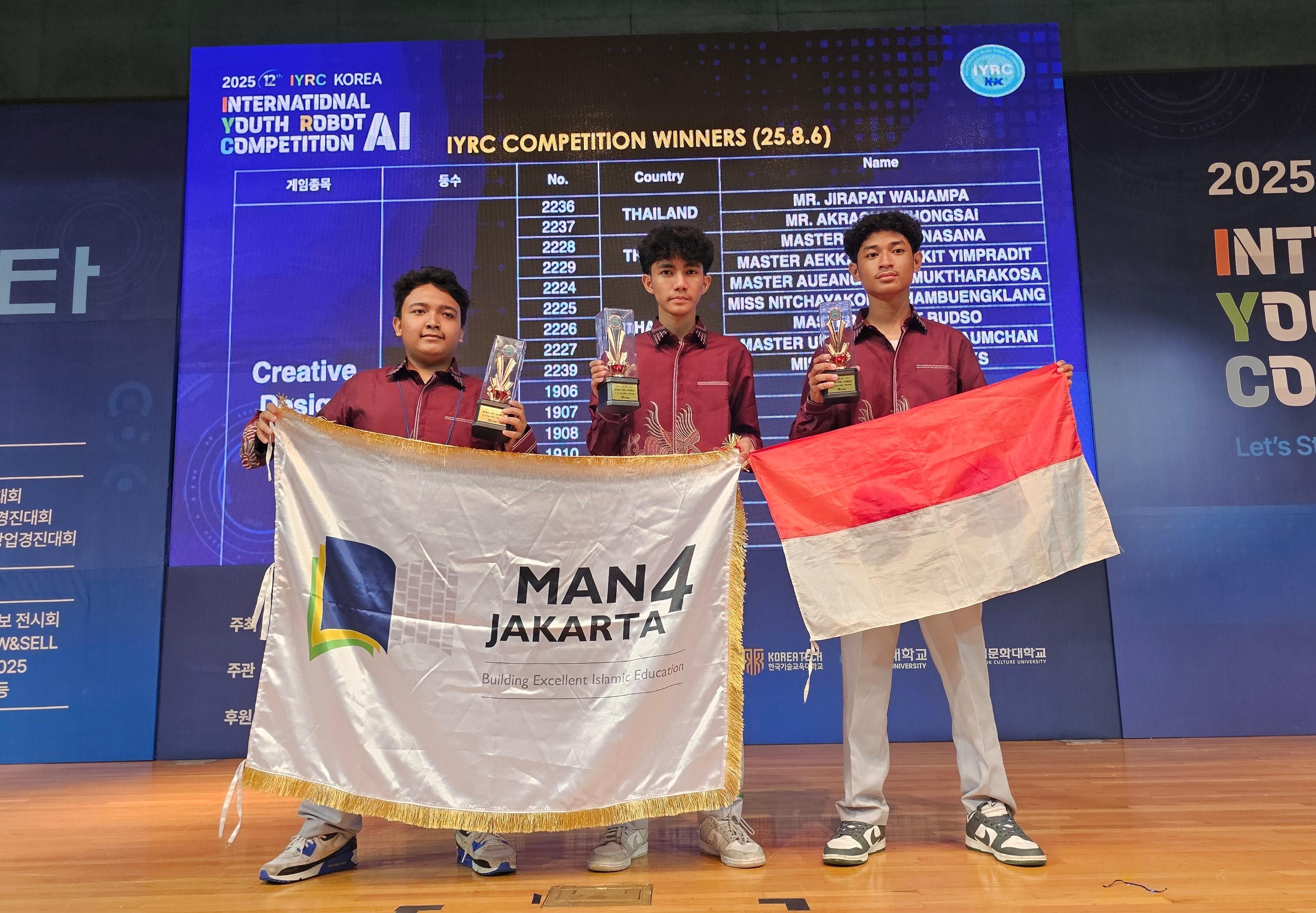 Siswa MAN 4 Jakarta,  Choky Fii Ramadhani  DKK Raih  Dua Medali pada ajang  Lomba  IYRC 2025 di Korea Selatan